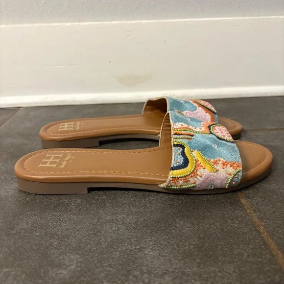 Haute Hippie Sandals Beaded Embroidered Slip on Women's sz 9 Boho Hippie Spring - Picture 4 of 10